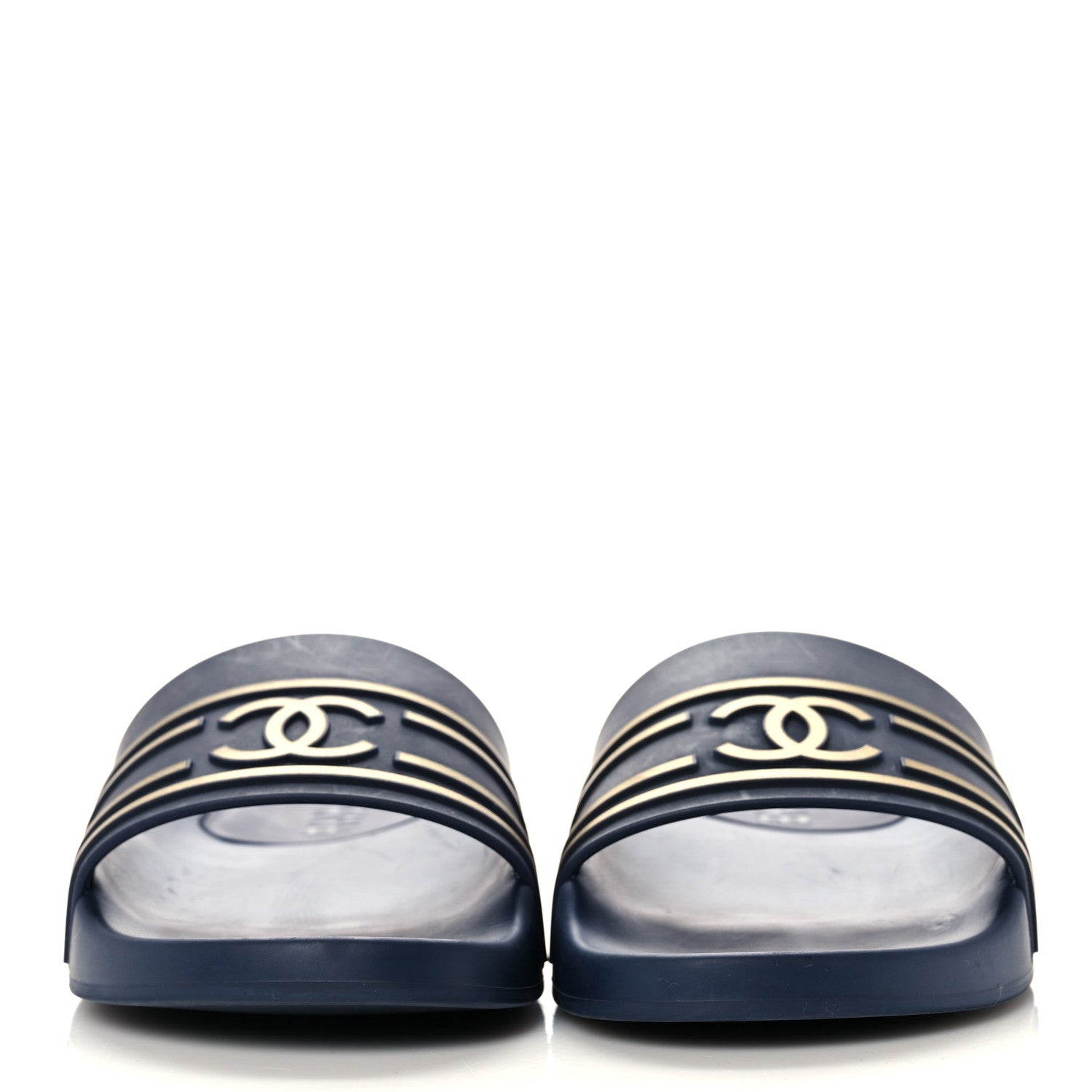 Chanel PVC CC Mules Sandals 39 Navy Gold 2 of 10