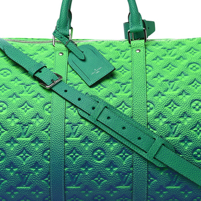 Louis Vuitton Taurillon Illusion Keepall Bandouliere 50 Bleu Vert 6 of 8