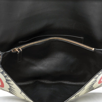 Valentino Garavani Calfskin Floral Mime Clutch Red 5 of 6