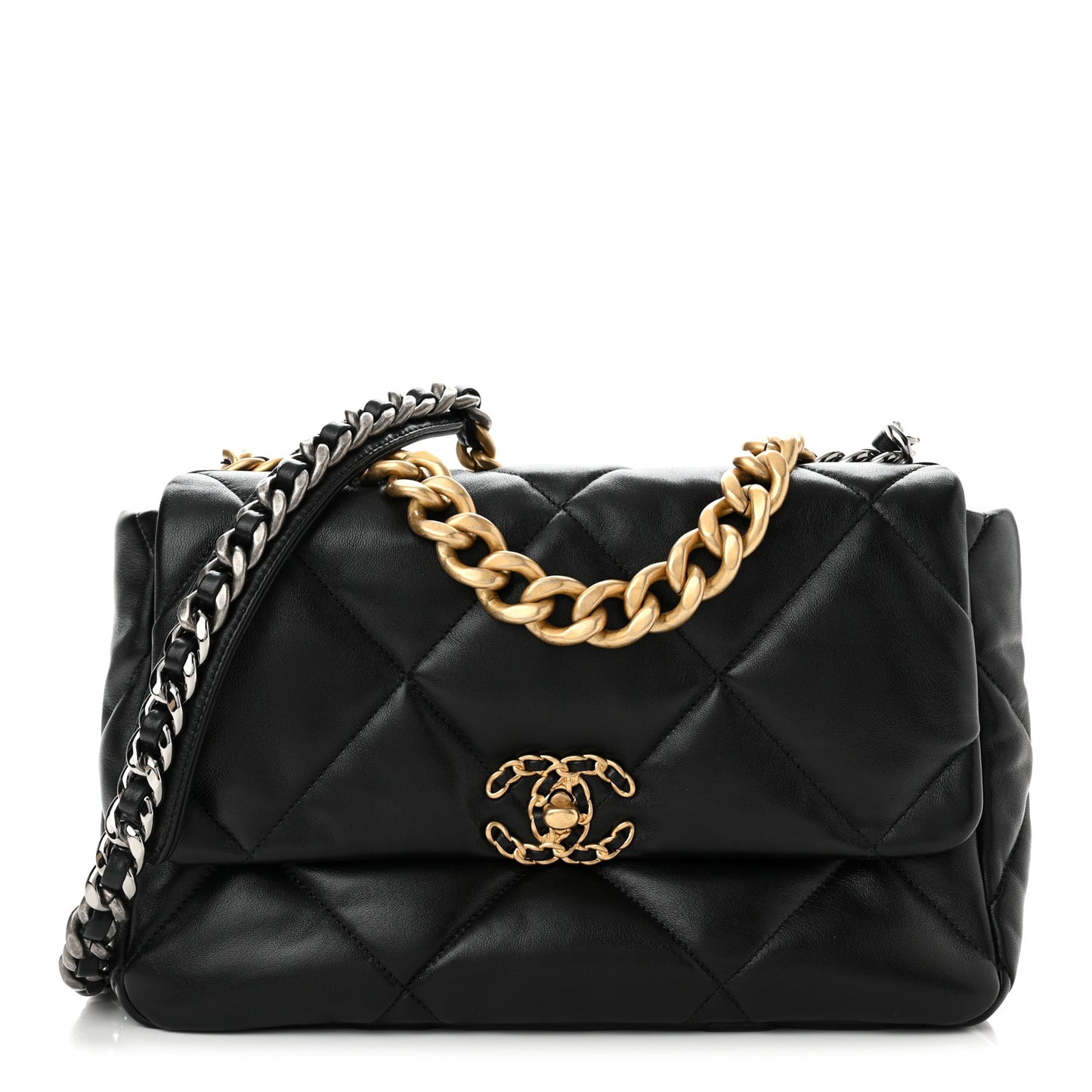 Lambskin Quilted Large Chanel 19 Flap Black