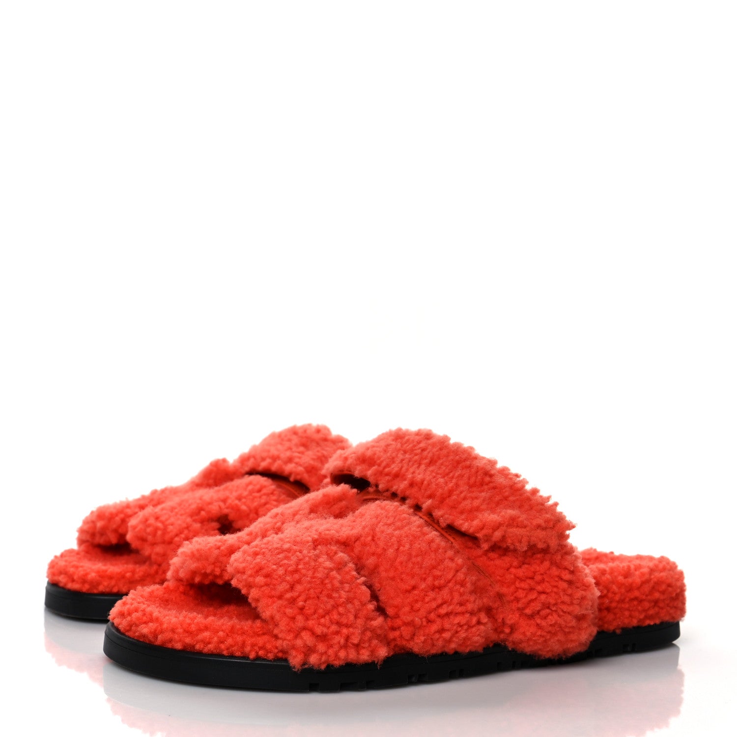 Hermes Woolskin Womens Chypre Sandals 36 Orange 3 of 8