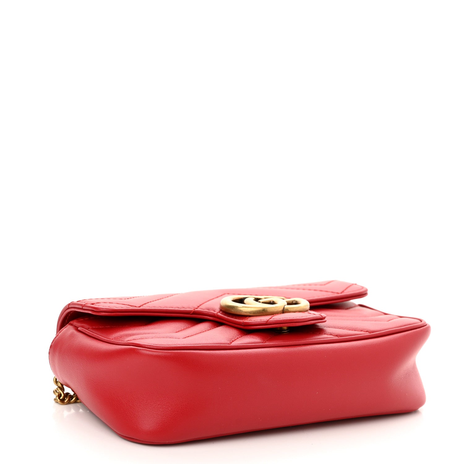 Gucci Calfskin Matelasse Super Mini GG Marmont Shoulder Bag Hibiscus Red 4 of 10
