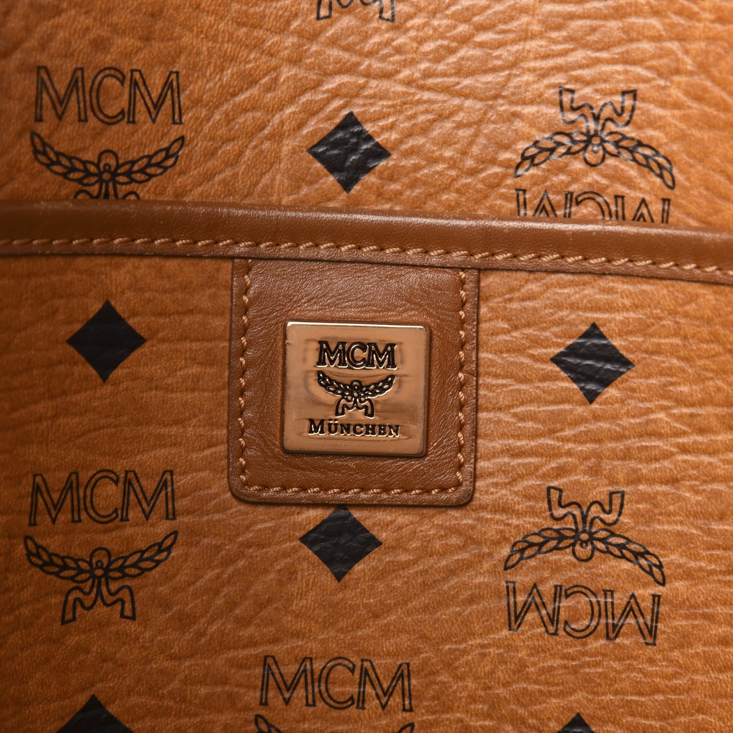 MCM Visetos Crocodile Embossed Medium Liz Shopper Tote Cognac 6 of 11