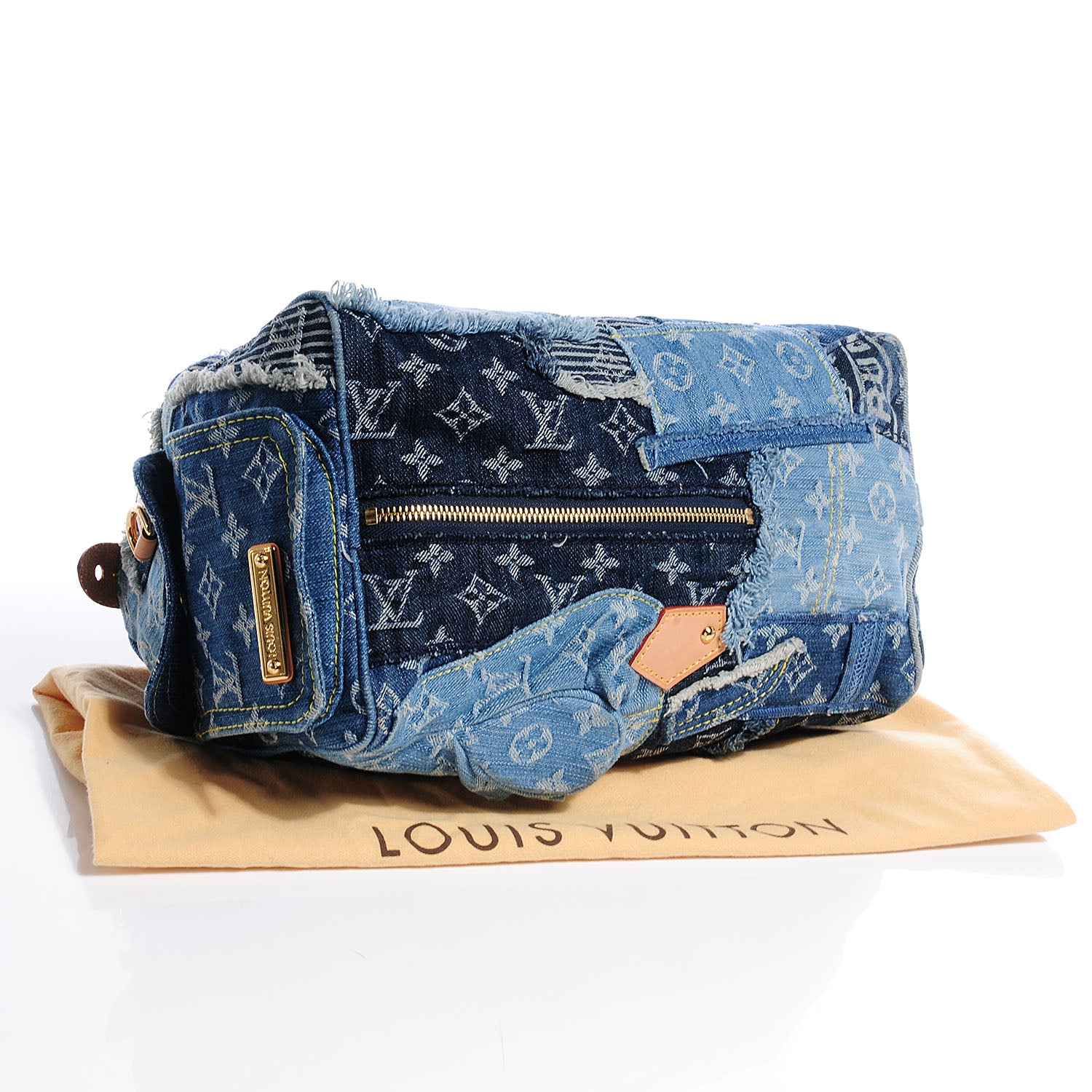 Louis Vuitton Denim Patchwork Speedy 30 Blue 4 of 7