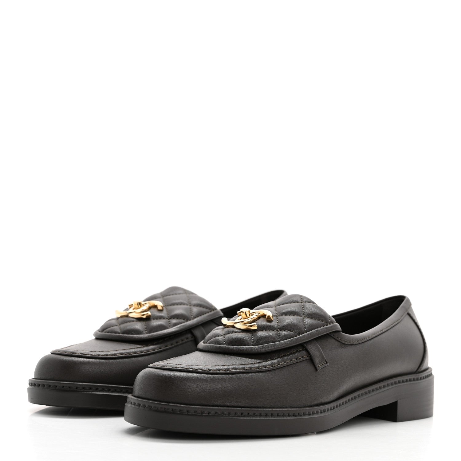Chanel Lambskin Quilted CC Turnlock Loafers 39 Dark Brown 3 of 9
