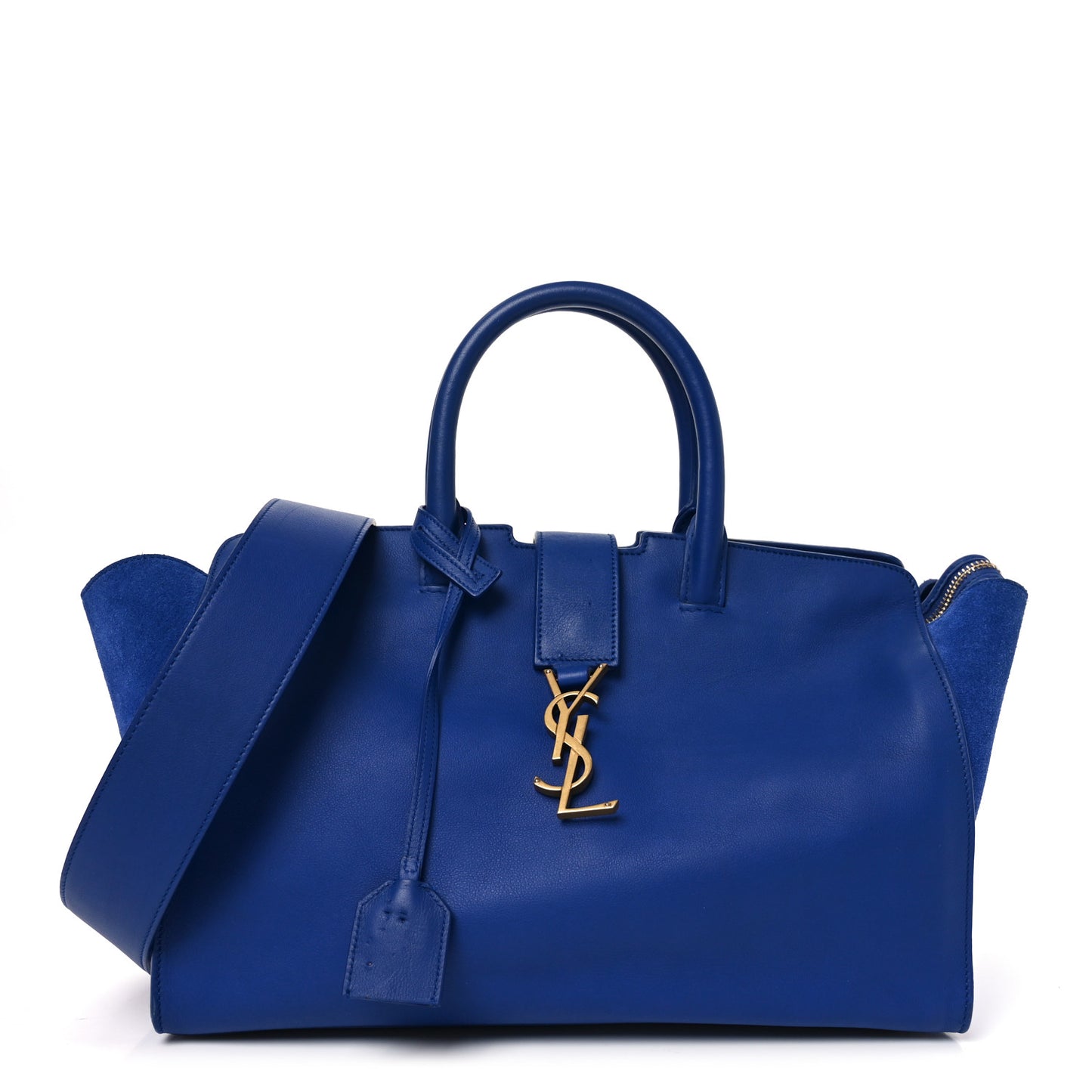 Calfskin Suede Small Monogram Downtown Cabas Blue Majorelle