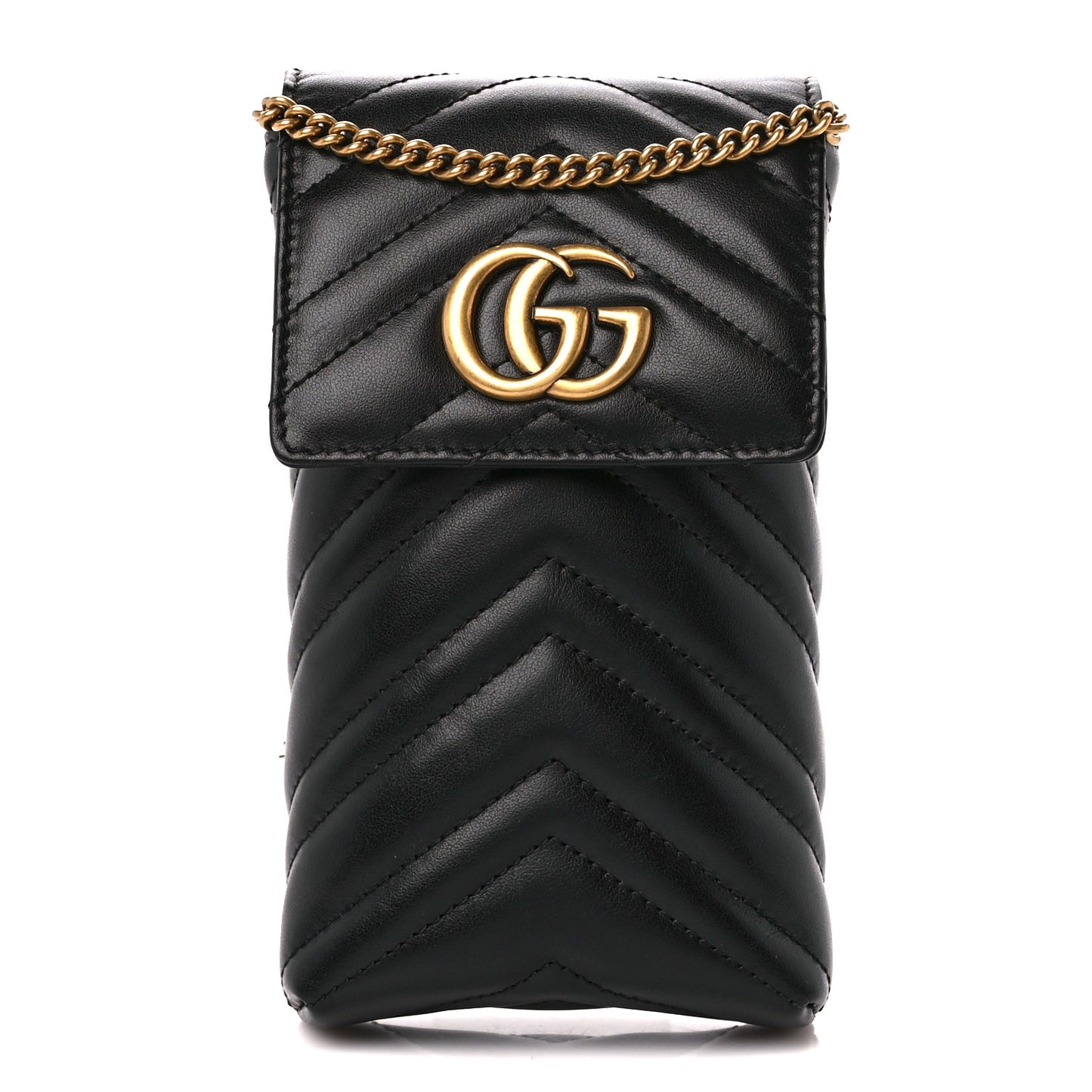 Calfskin Matelasse Mini GG Marmont Crossbody Bag Black