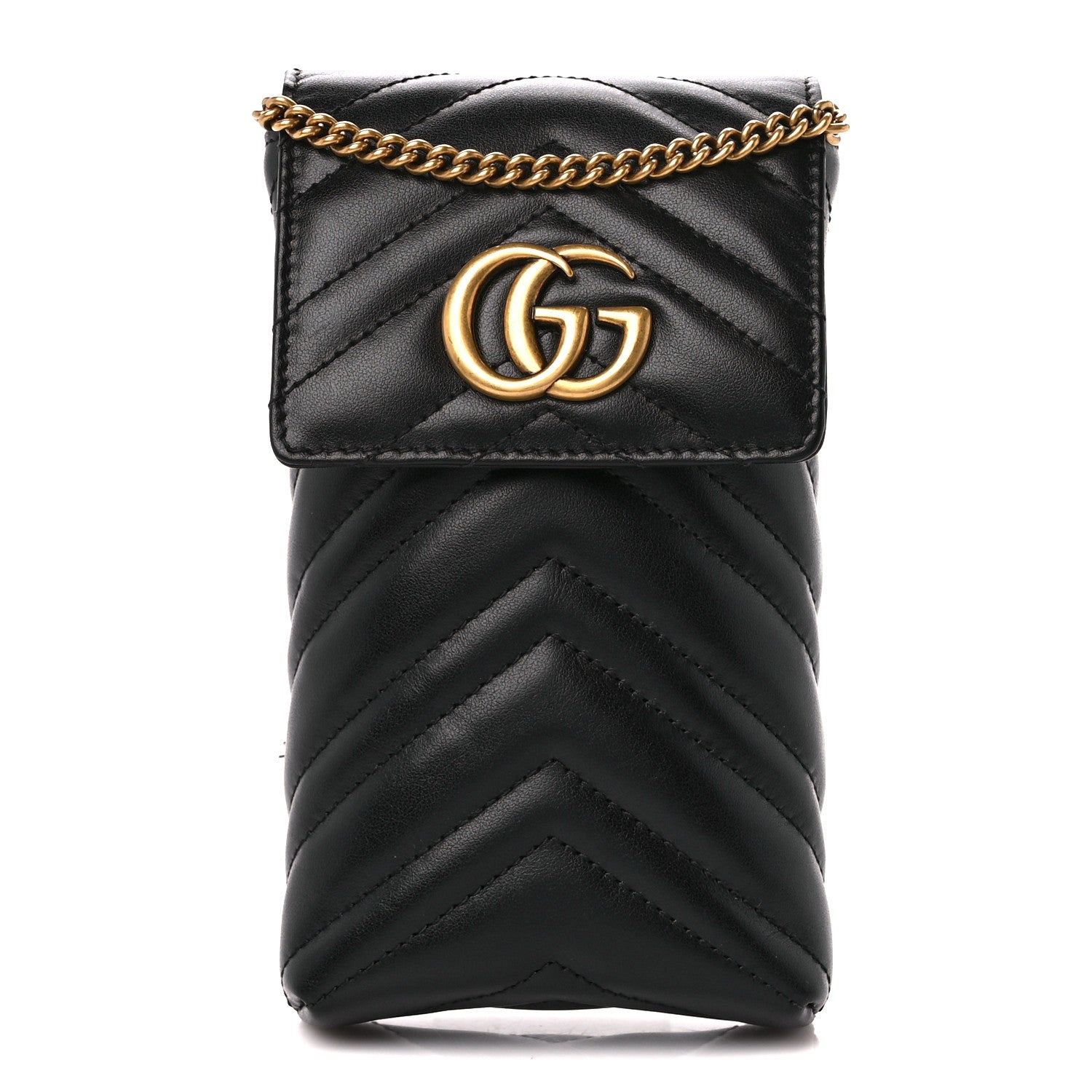 Gucci Calfskin Matelasse Mini GG Marmont Crossbody Bag Black 1 of 11