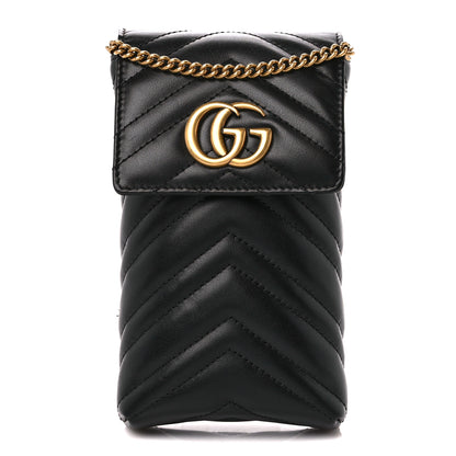 Gucci Calfskin Matelasse Mini GG Marmont Crossbody Bag Black 1 of 11