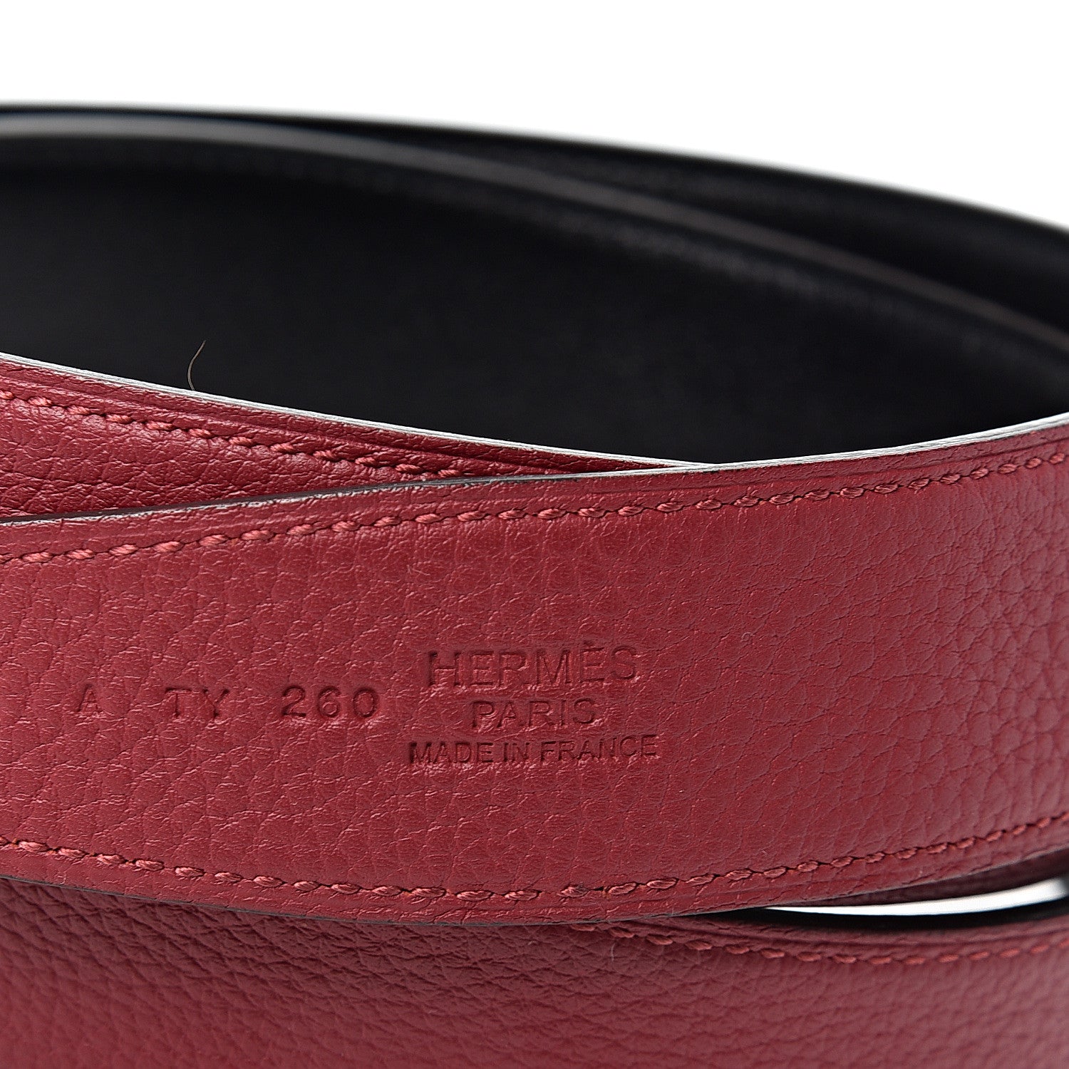 Hermes Box Togo 32mm Martelee H Belt 85 Rouge Grenat Black 4 of 4