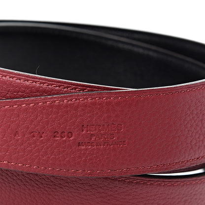 Hermes Box Togo 32mm Martelee H Belt 85 Rouge Grenat Black 4 of 4