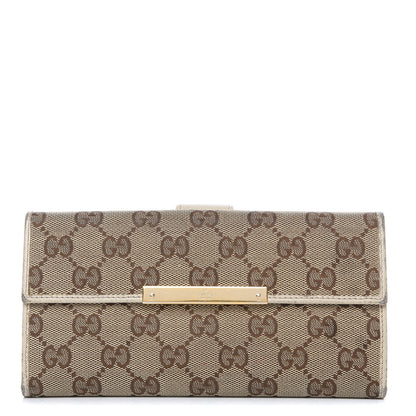 Gucci Monogram Metal Bar Continental Flap Wallet Off White 1 of 17