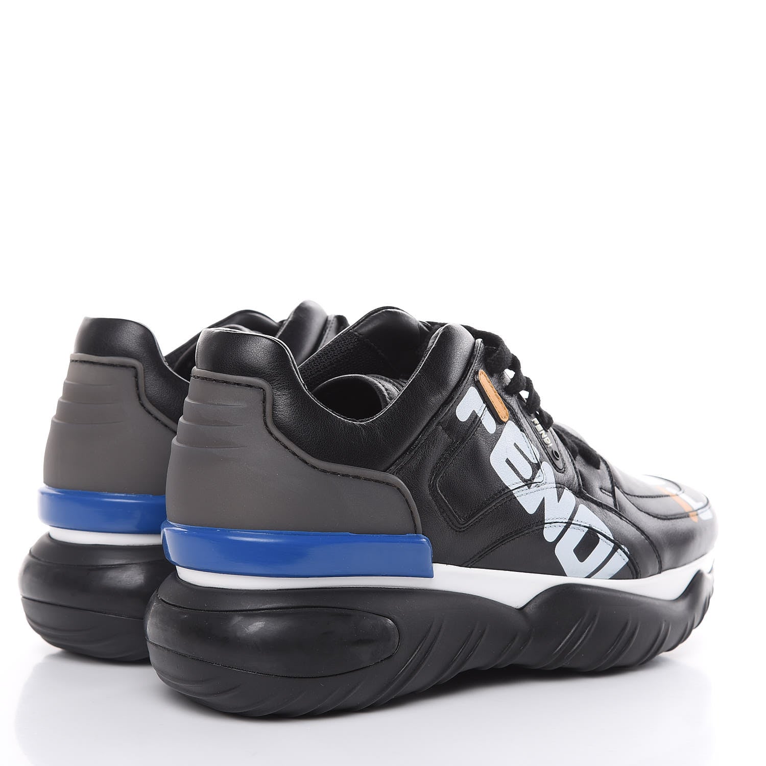 Fendi X FILA Vitello Mania Painted Mens Chunky Sneakers 8 Black Zucca White Ice 4 of 8