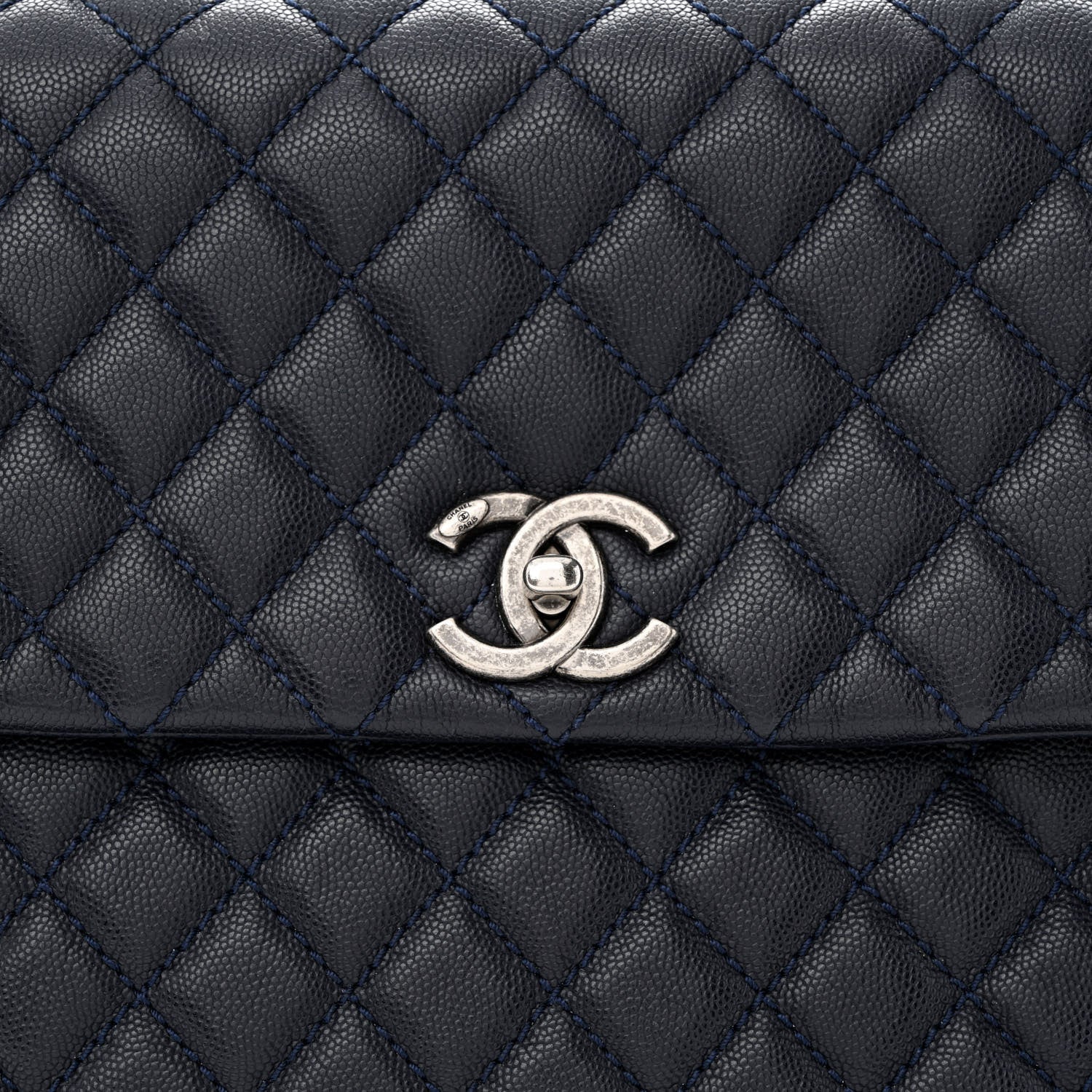 Chanel Caviar Quilted Large Coco Handle Flap Navy 8 of 12