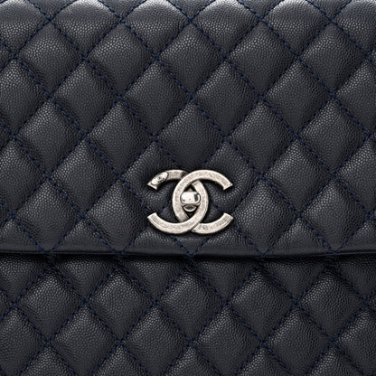 Chanel Caviar Quilted Large Coco Handle Flap Navy 8 of 12