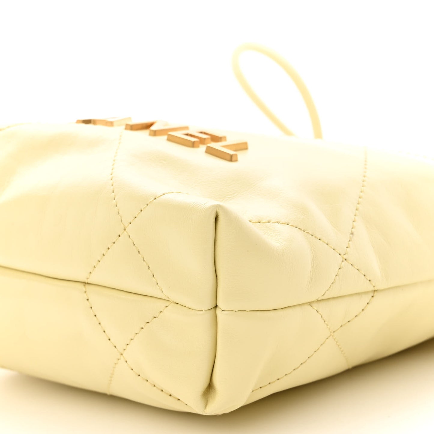 Shiny Calfskin Quilted Mini Chanel 22 Light Yellow