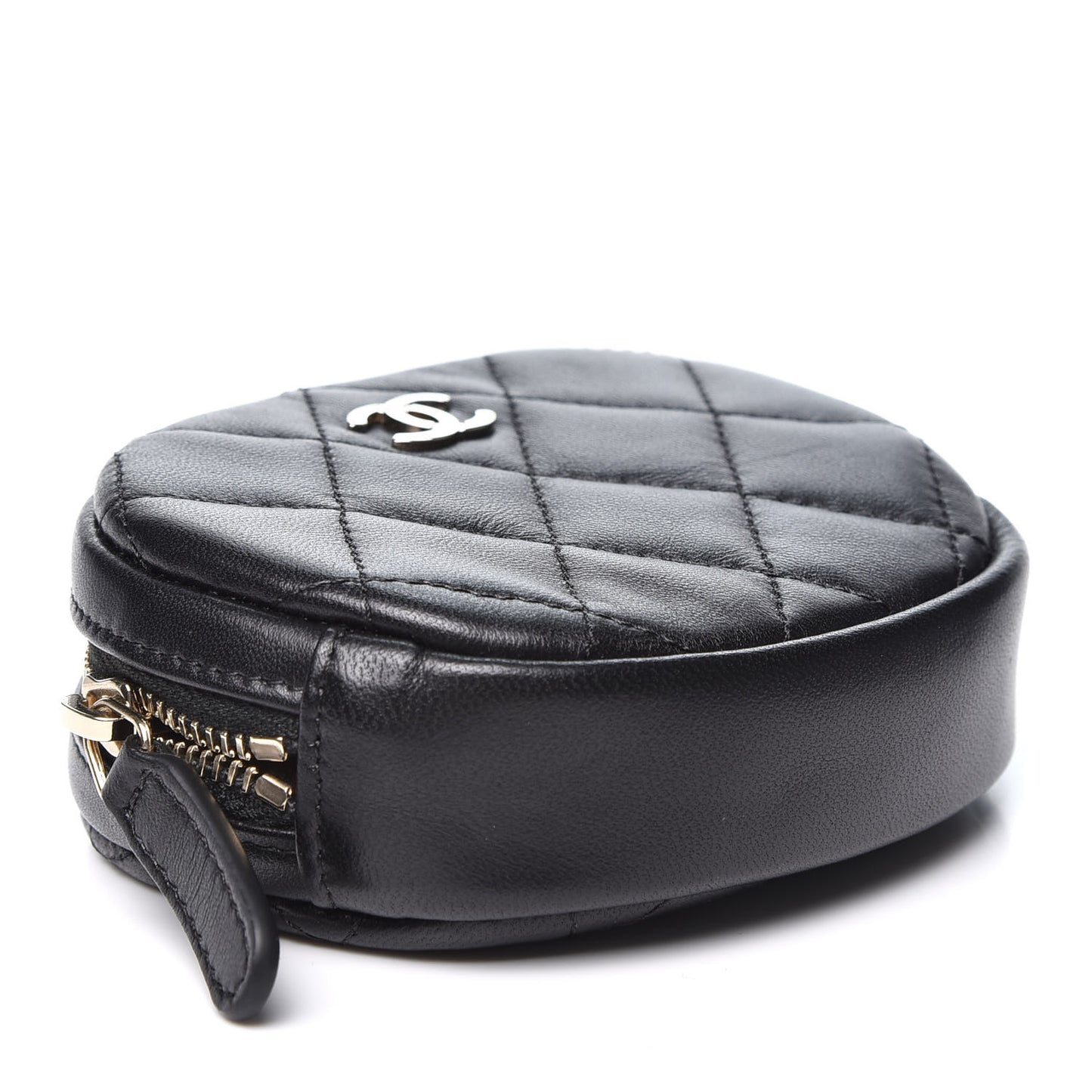 Lambskin Quilted Zip Around Classic Coin Purse Black