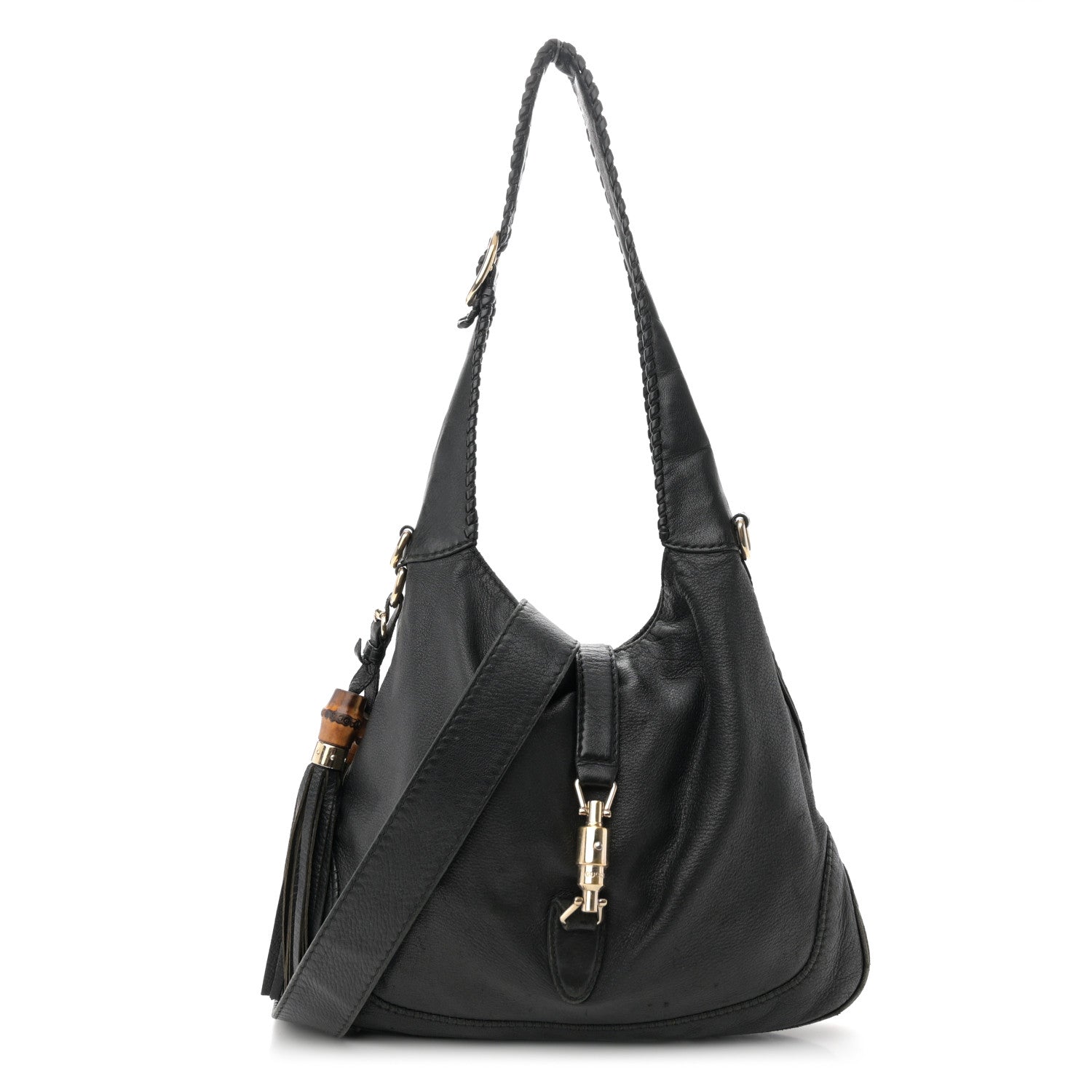 Gucci Pebbled Calfskin Medium New Jackie Shoulder Bag Black 1 of 14
