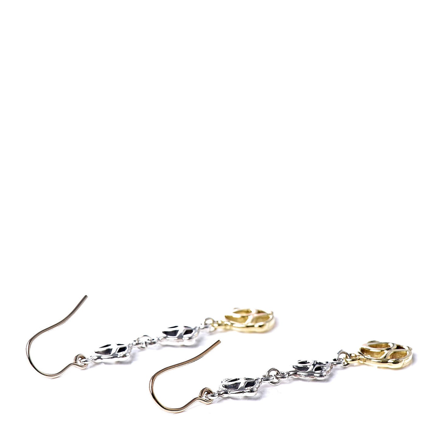 Sterling Silver 18K Yellow Gold DY Logo Drop Earrings