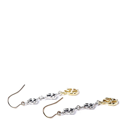 David Yurman Sterling Silver 18K Yellow Gold DY Logo Drop Earrings 3 of 4