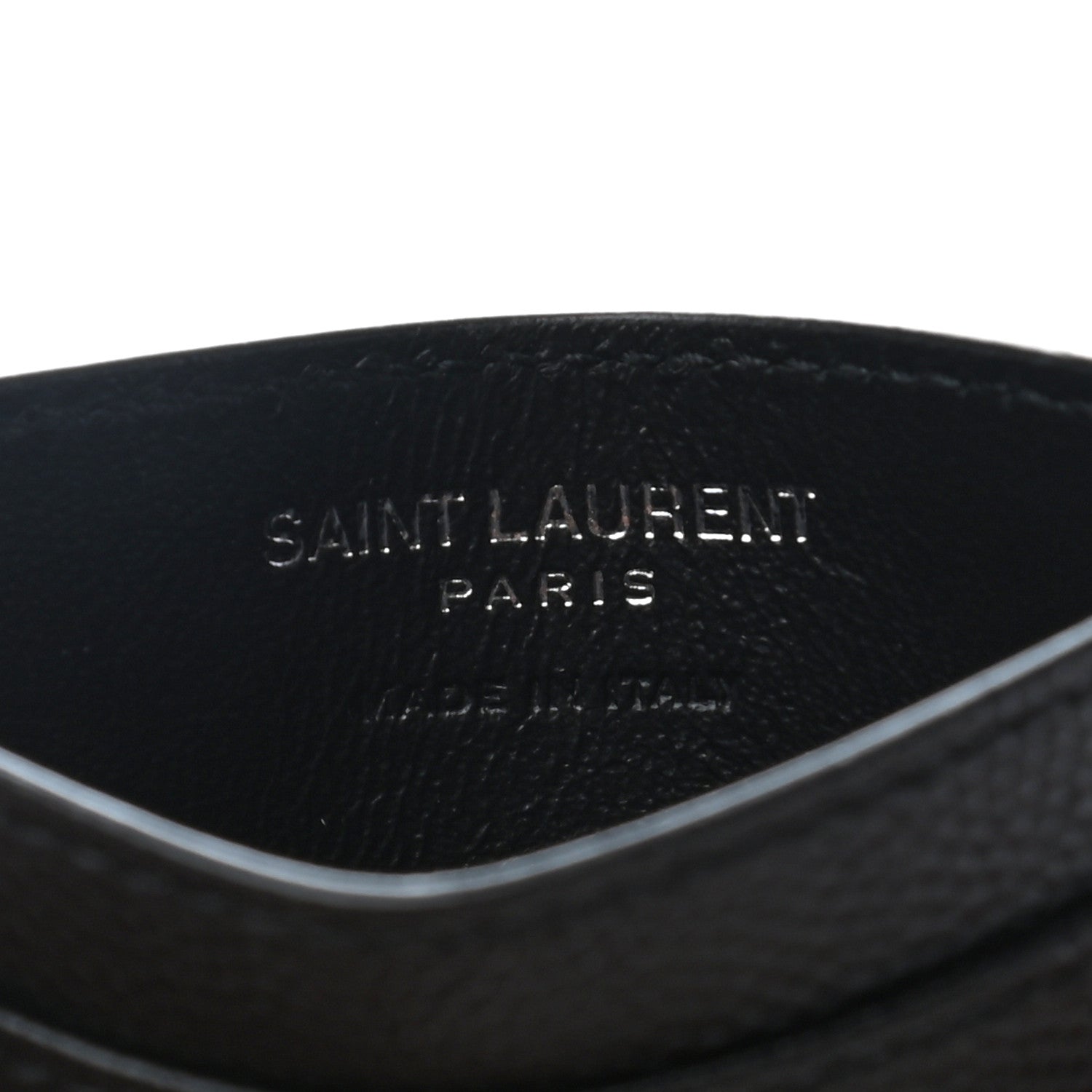 Saint Laurent Grain De Poudre Matelasse Chevron Monogram Credit Card Case Black 6 of 7