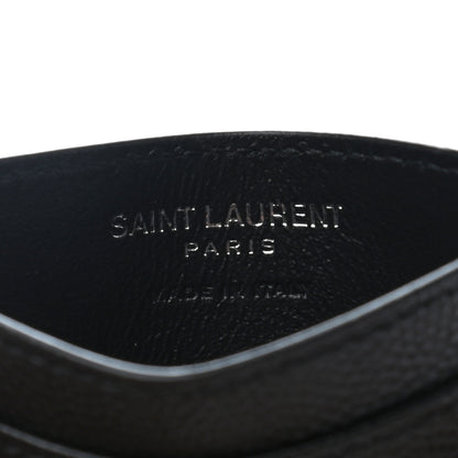 Saint Laurent Grain De Poudre Matelasse Chevron Monogram Credit Card Case Black 6 of 7