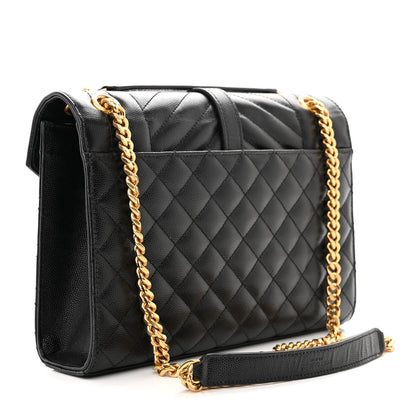 Saint Laurent Grain De Poudre Textured Mixed Matelasse Triquilt Medium Monogram Satchel Black 3 of 14