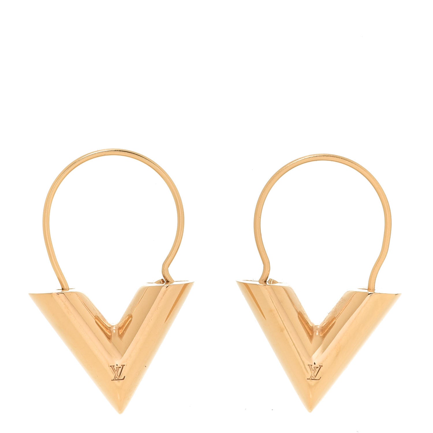 Louis Vuitton Brass Essential V Hoop Earrings Gold 1 of 5