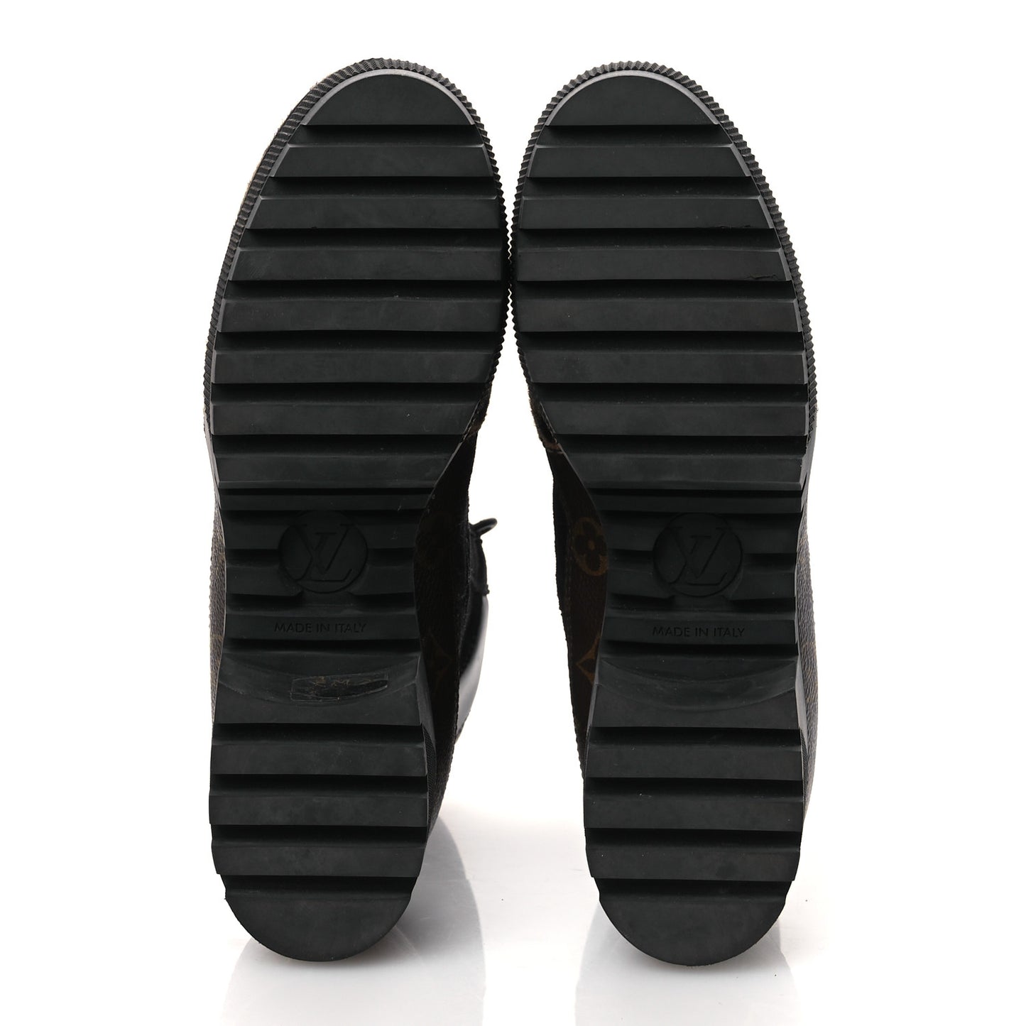 Suede Calfskin Monogram Calf Hair Laureate Platform Desert Boots 41 Black