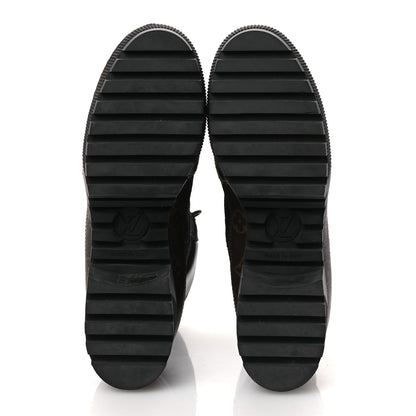 Louis Vuitton Suede Calfskin Monogram Calf Hair Laureate Platform Desert Boots 41 Black 7 of 14