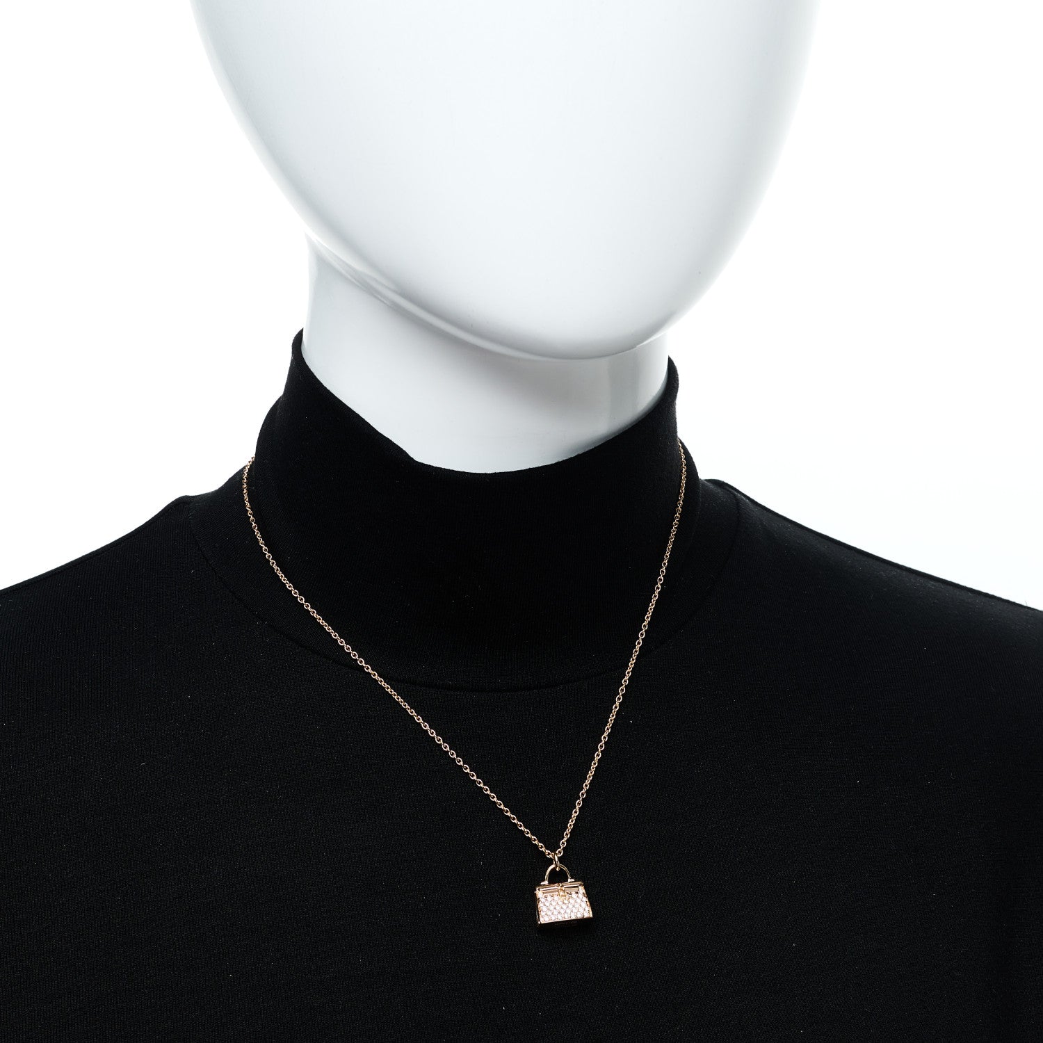 Hermes 18K Rose Gold Diamond Kelly Amulettes Pendant Necklace 2 of 5