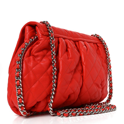 Chanel Washed Lambskin Quilted Large Chain Around Messenger Red 3 of 10