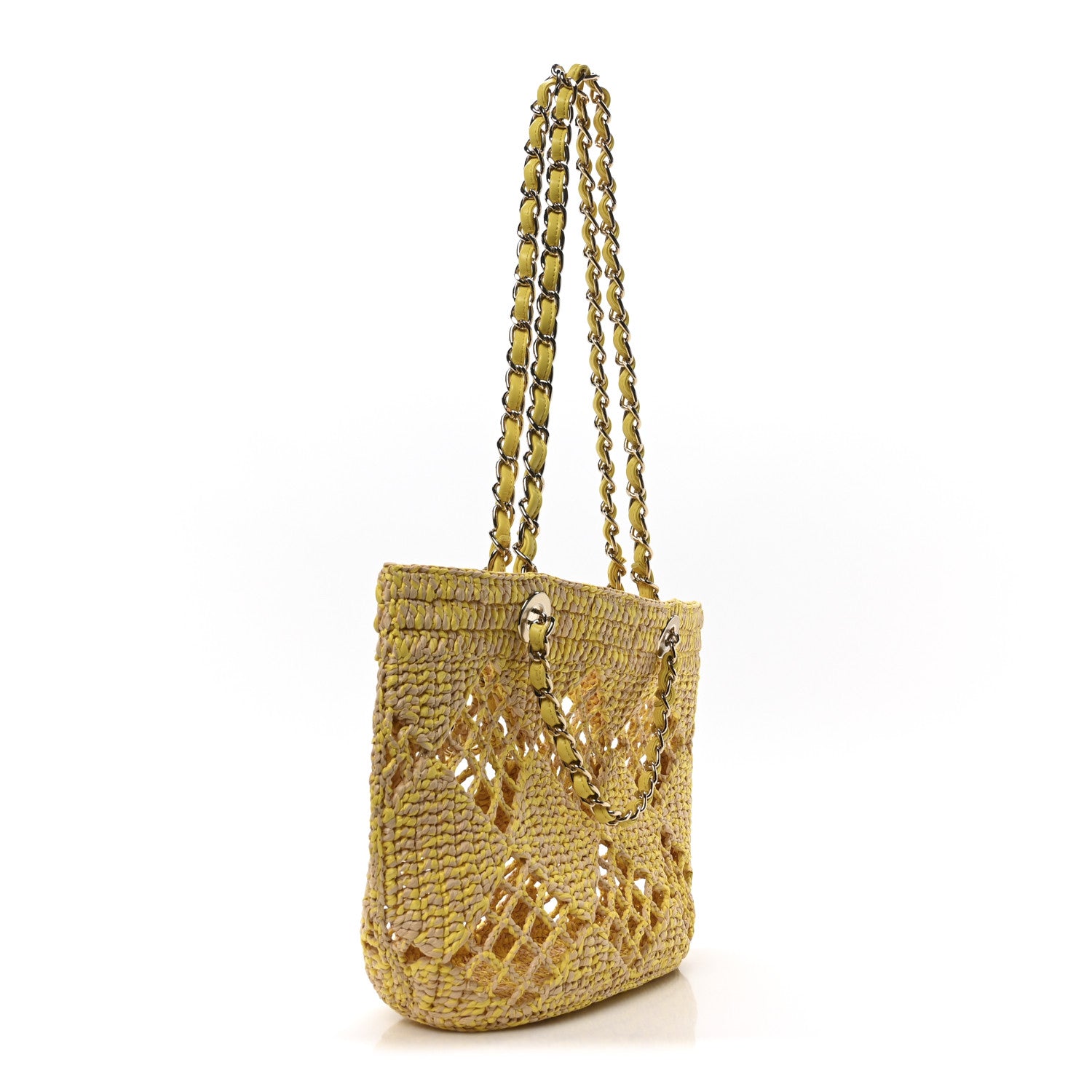 Chanel Straw Raffia Tote Beige Yellow 4 of 12