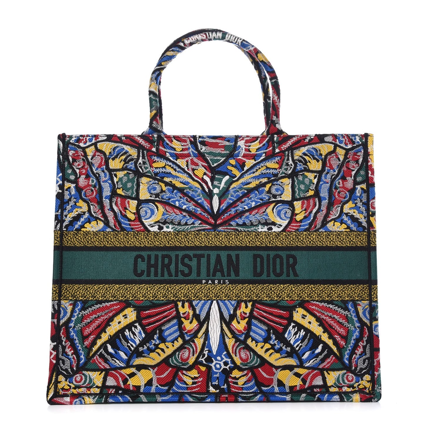 Canvas Embroidered Butterfly Book Tote Multicolor