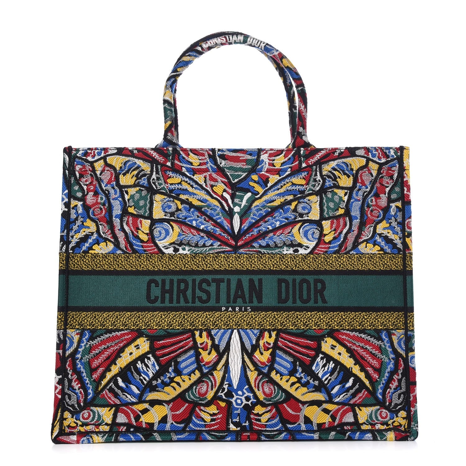 Christian Dior Canvas Embroidered Butterfly Book Tote Multicolor 1 of 7