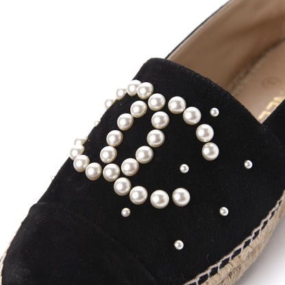 Chanel Suede Pearl CC Espadrilles 38 Black 11 of 12