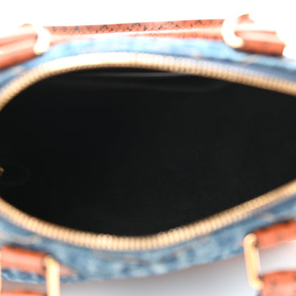 Louis Vuitton Denim Calfskin Reverse Monogram Malletage Alma BB Blue 5 of 9