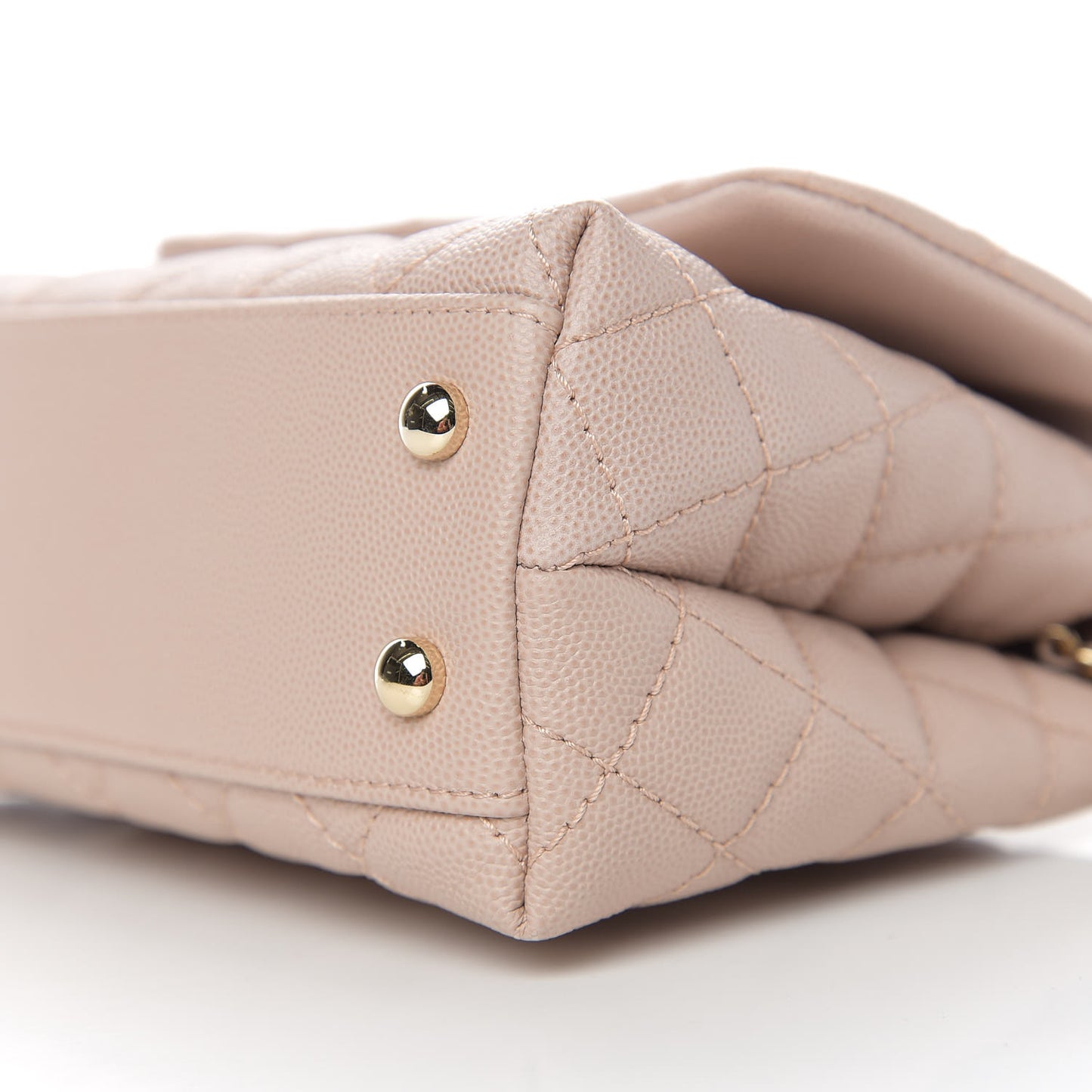 Caviar Quilted Mini Coco Handle Flap Beige