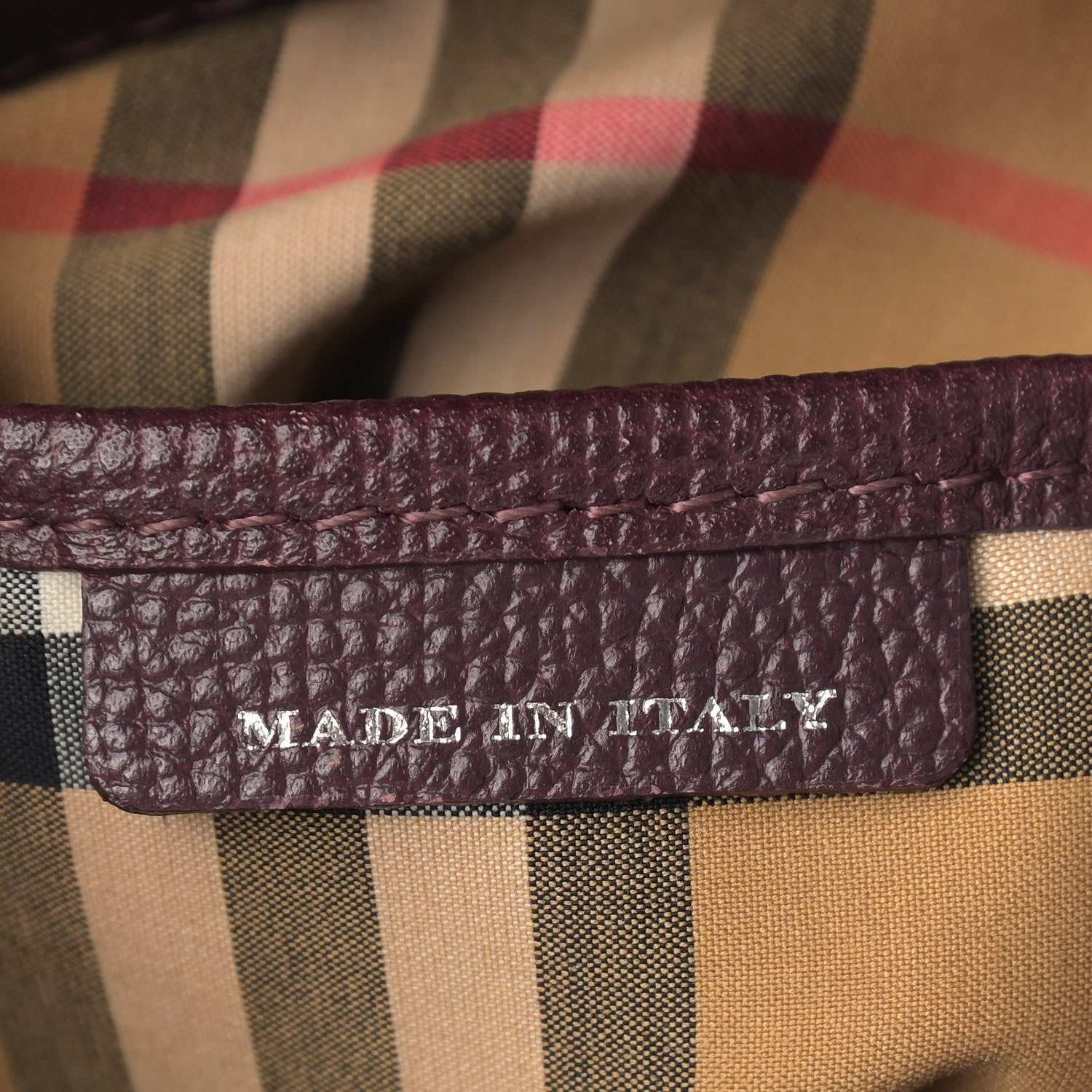 Burberry Derby Calfskin House Check Small Banner Tote Mahogany Red 7 of 21