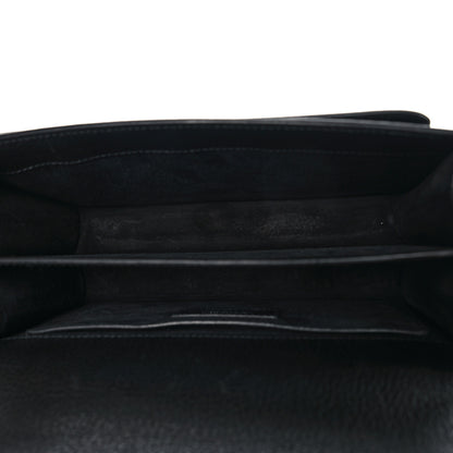 Saint Laurent Grained Calfskin Medium Monogram Sunset Satchel Black 5 of 9