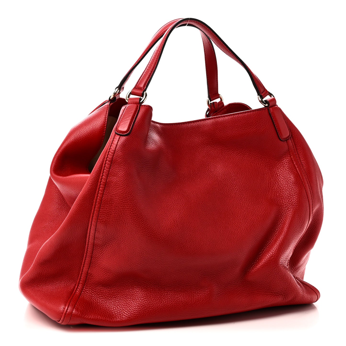 Pebbled Calfskin Large Soho Shoulder Bag Red