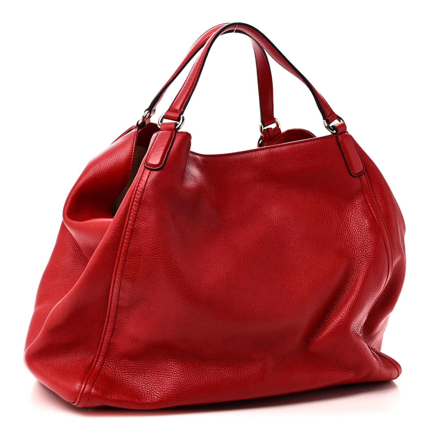 Gucci Pebbled Calfskin Large Soho Shoulder Bag Red 3 of 10