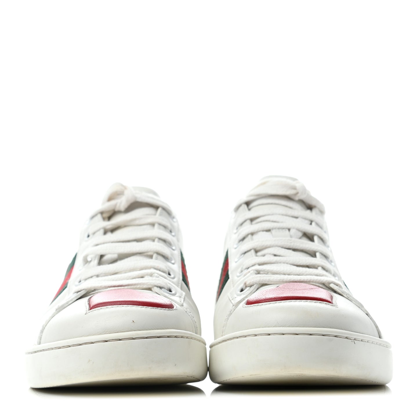 Calfskin Ayers Web Heart Embroidered Womens Ace Sneakers 39 White
