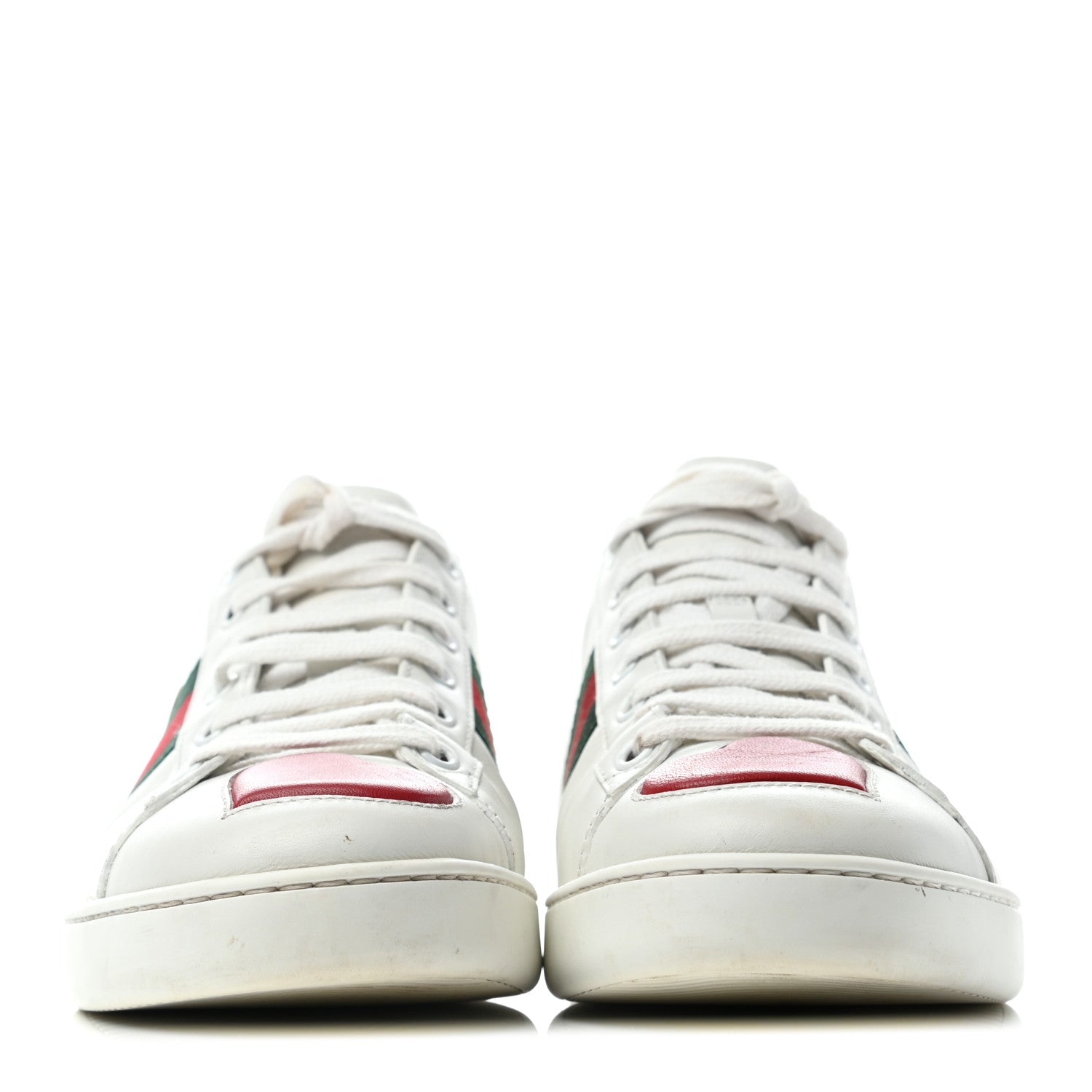 Gucci Calfskin Ayers Web Heart Embroidered Womens Ace Sneakers 39 White 2 of 6