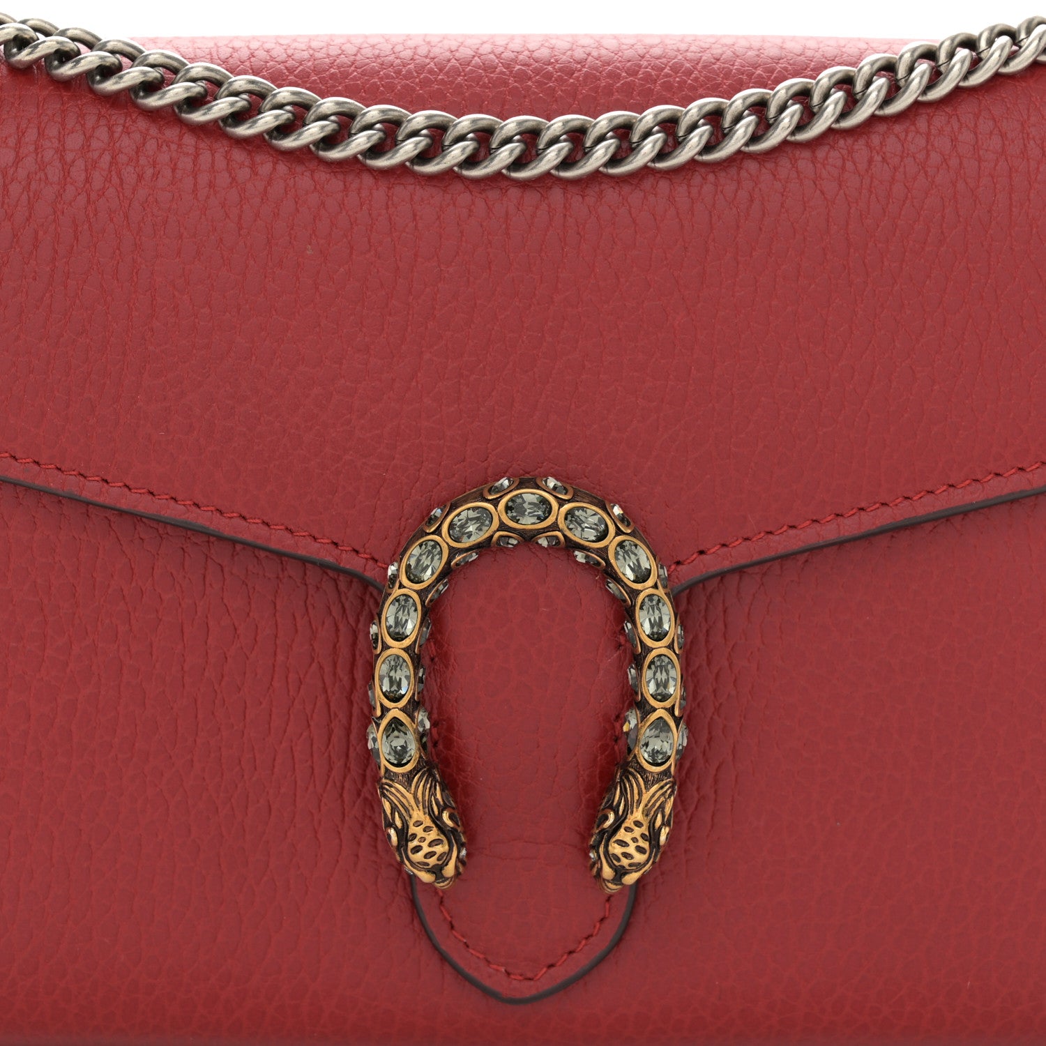 Gucci Calfskin Mini Dionysus Chain Wallet Hibiscus Red 8 of 11