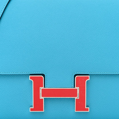 Hermes Epsom Enamel Constance 24 Bleu du Nord Rouge 8 of 10