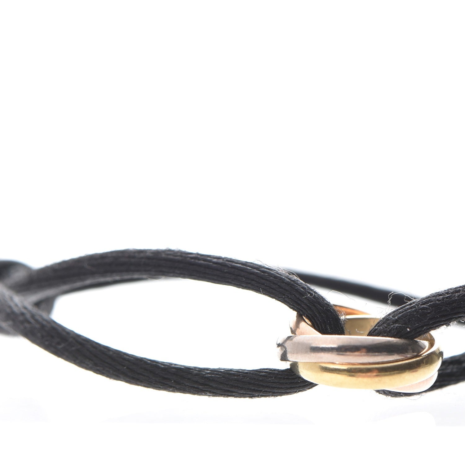 Cartier 18K Pink Yellow White Gold Trinity Adjustable Cord Bracelet Black 6 of 11