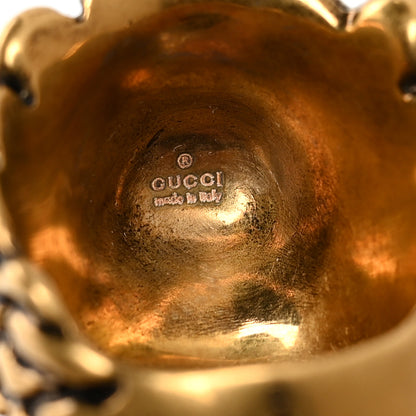 Gucci Metal Crystal Lion Head Ring 58 8.25 Aged Gold 5 of 6