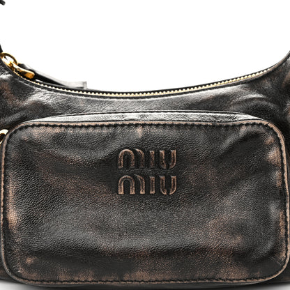 Miu Miu Distressed Nappa Pocket Bag Sand Coffee 8 of 10