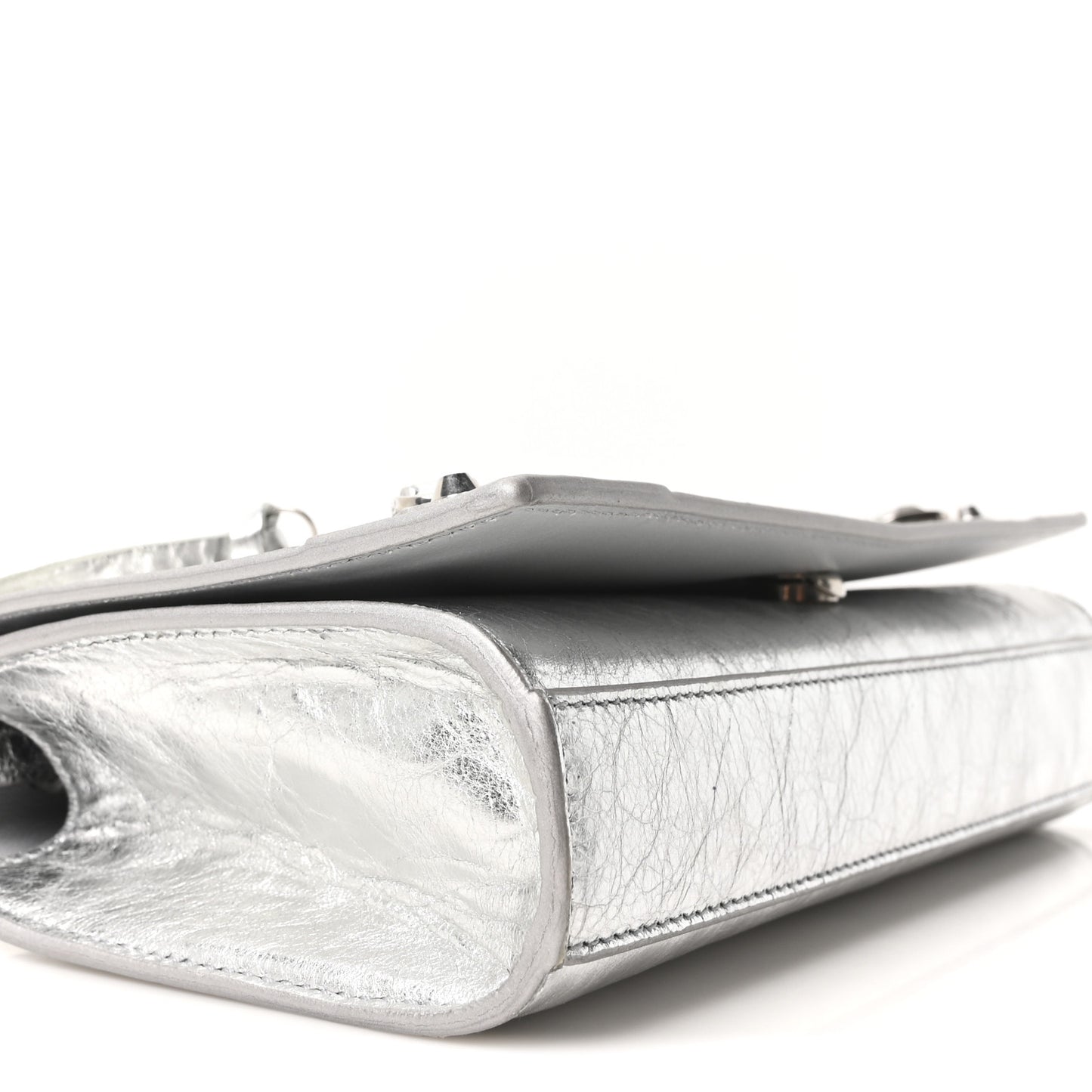 Metallized Arena Lambskin Classic Silver Hardware Le City Wallet On Chain Silver